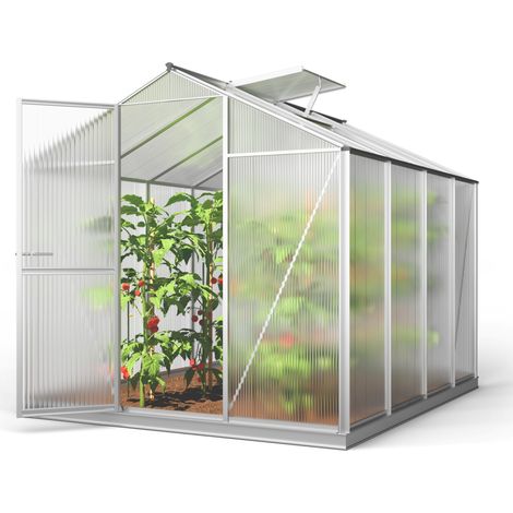 GFP Serra ECO-Star 4 telaio in alluminio 192 x 256 cm, lastre a doppia parete di 6 mm, con apri-finestra automatico e telaio di fondazione