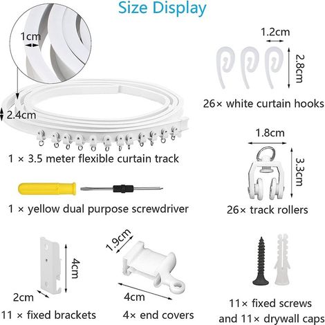 Rail courbe de 3,5 mètres, ensemble de rails en PVC, rail de guidage silencieux, rail de guidage flexible en acier et plastique en forme de U, voie de garage en arc de cercle (1/5)