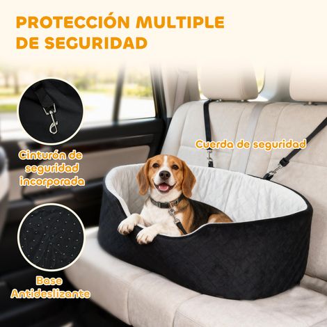 Siège auto pour chiens de petite et moyenne taille jusqu'à 15 kg, avec housse amovible et lavable, base antidérapante, noir.
