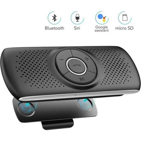 Kit Mains Libres - Bluetooth 5.0 - Noir - Reconnexion Automatique - Compatible iOS et Android (1/4)