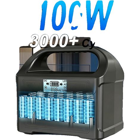 Pack de batterie LiFePO4, capacité de 76,8 Wh, puissance de 100 W, sortie AC 110V/220V, sortie DC 5V/12V, dimensions compactes 160mm x 100mm x 143mm (1/5)