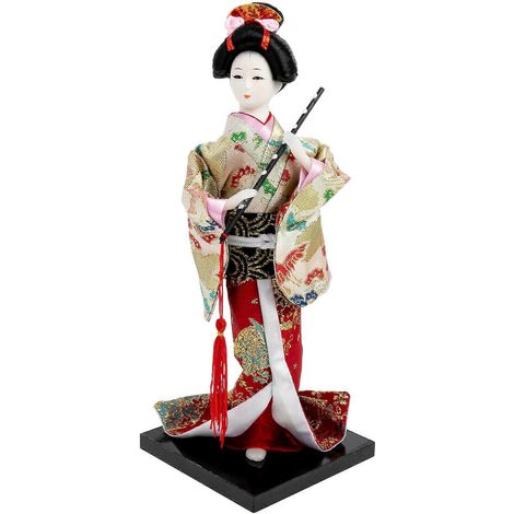 Décoration de poupée geisha en kimono pour restaurant, bureau à domicile, poupée japonaise-25.2x9.6cm (1/3)