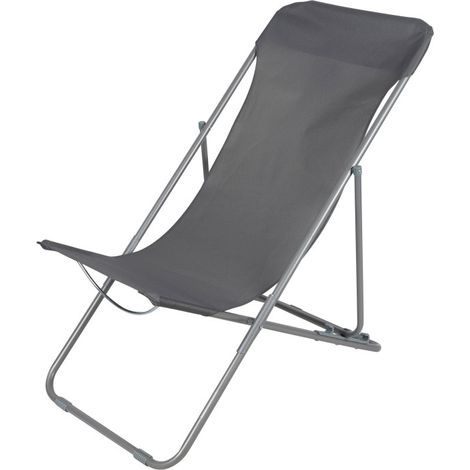 Chaise longue pliante chilienne métal gris anthracite 85x56x90cm (1/3)