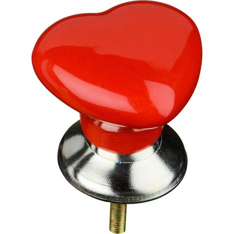 Premier Housewares Heart Shape Red Ceramic Drawer Knobs