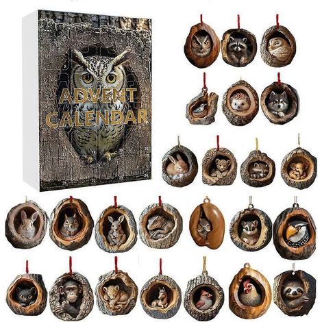 Pendentif animal en acrylique pour sapin de Noël, boîte surprise, compte à rebours de l'Avent, décoration de sapin de Noël (1/5)
