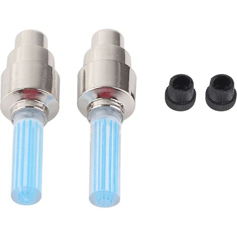 Bouchon valve pneu VTT avec lumière LED, buse lumineuse et noyau roue bleu (1/5)