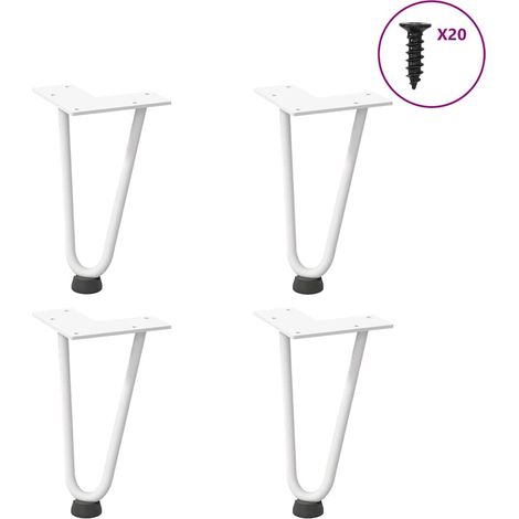 Haarnadelbeine für Couchtisch 4 Stk. Weiß 20 cm Massivstahl