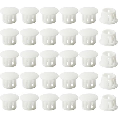 Embouts d'insertion - Embouts de fixation ronds verrouillables - Pour tubes de poteaux de clôture de meubles - 12 mm, 30 unités - Blanc (1/4)