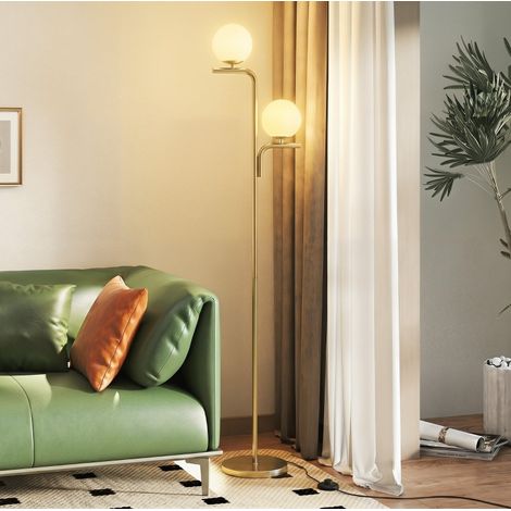 Lampada da terra LED moderna a 3 temperature di colore, 2 sfere in vetro, oro DESVIAE (1/5)