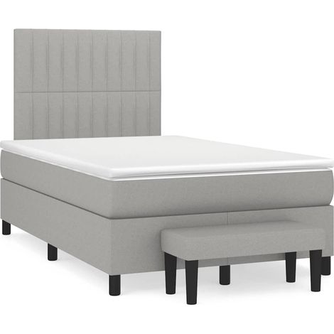 vidaXL Sommier à lattes de lit et matelas gris clair 120x190 cm tissu (1/5)