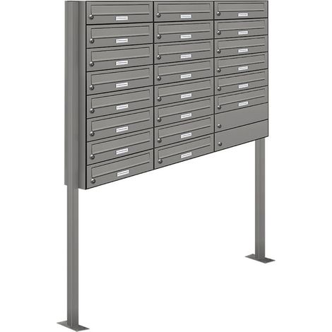 22er Premium Standbriefkasten Aluminiumgrau RAL 9007 freistehend Postkasten Ständer (1/5)