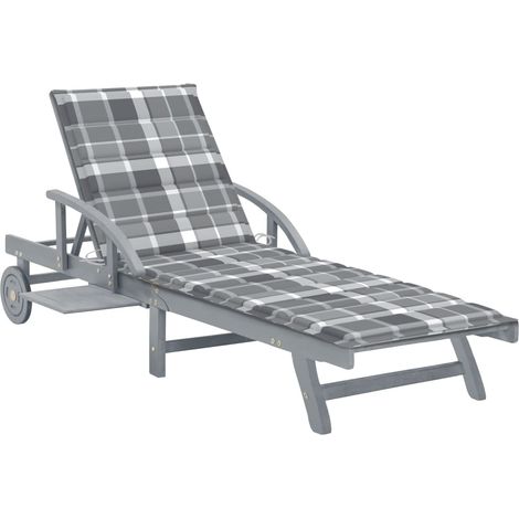 Chaise longue de jardin avec coussin Bois d'acacia solide