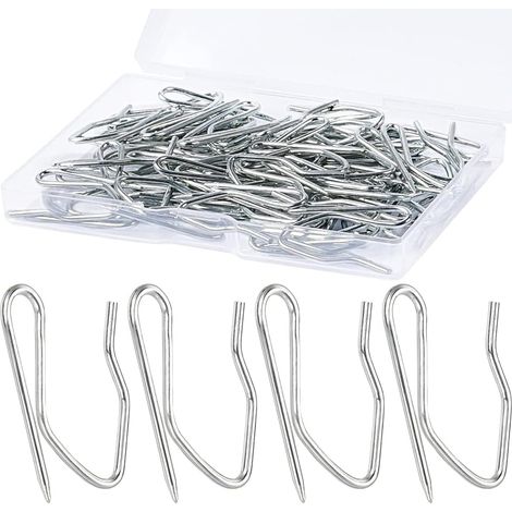 Ganci per tende, 60 pezzi da 1,26 pollici, spille e ganci in metallo per tende da doccia, porte, finestre, argento e bianco