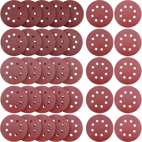35 Disques de ponçage, 125mm, 8 trous, Grain 40-240, Oxyde d'aluminium, Pour ponceuse excentrique (1/5)