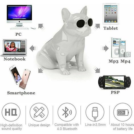 CASSA MINI SPEAKER BULLDOG FRANCESE CANE BLUETOOTH 4.2 TWS USB STEREO WIRELESS