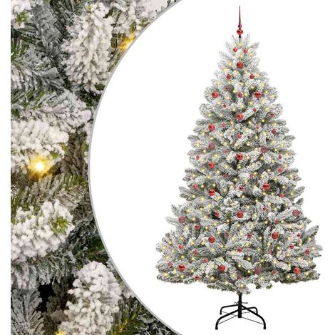 Sapin de Noël，Arbre de Noël artificiel Vert et blanc 240 cm PVC et métal CFW47312 (1/5)