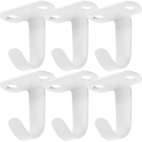 6 crochets plafond, fer, blanc, pour suspension et rangement (1/5)