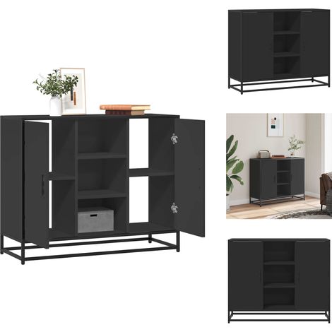 Buffet noir 92x35x76 cm bois d’ingénierie - Buffet - Buffets - Armoire De Rangement - Meuble De Rangement De Cuisine (1/5)