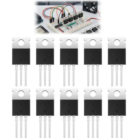 Compatible Logic Level 3.3V 5V IRLZ44N MOSFET Transistor N-Channel TO-220 10 Pieces for Development Boards - Stable Power Switching 55V 47A with ESD Protection for DIY Projects (1/5)