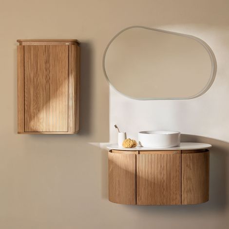 Ensemble de meuble de salle de bain suspendu 90x50 cm en bois Carsone SKLUM (1/5)