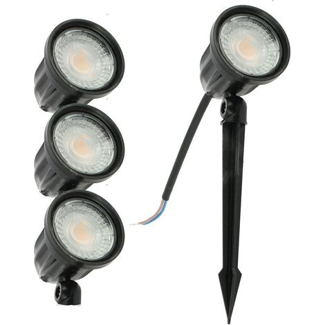 Arum Lighting – Lot de 4 spots à piquer 7W – Éclairage extérieur IP65 – Blanc chaud 3000K – Lumens 700 – Support articulé 270° (1/5)