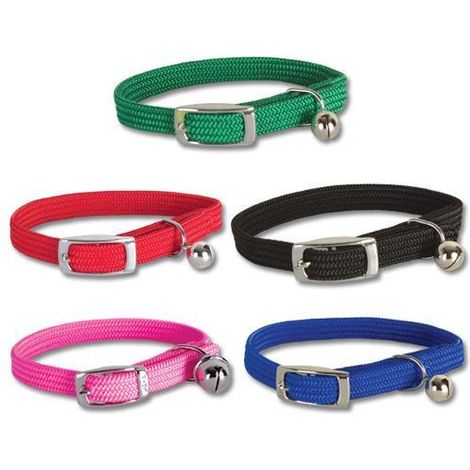Collier nylon simple chromé chat vert
