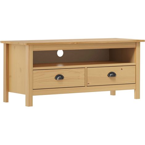 Mobile TV multimediale scaffale TV credenza TV sala da pranzo soggiorno camera da letto Hill Range miele 110 x 40 x 47 cm legno di pino massello marrone 020027642