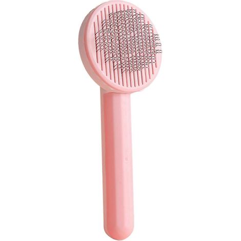 Peigne autonettoyant et massant pour chats et chatons, brosse de toilettage rose (1/2)