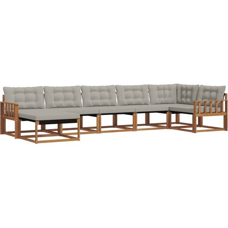 vidaXL Set di divani da esterno 7 pz Grigio Naturale e Chiaro (1/5)