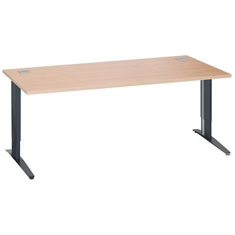 Bureau droit chêne clair L 180 cm réglable en hauteur piètement métal anthracite Essens - Maxiburo