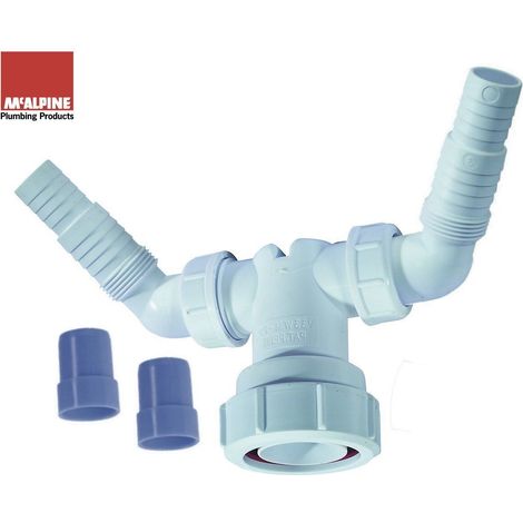 McAlpine V33WM Twin Connector for plumbing two domestic appliance discharge hoses into Standpipe Trap (Dishwasher & Washing Machine) (1/5)
