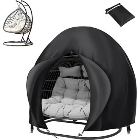 Housse double pour chaise œuf suspendue Noir, 230 x 200 cm, étanche et durable Haute qualité (1/5)