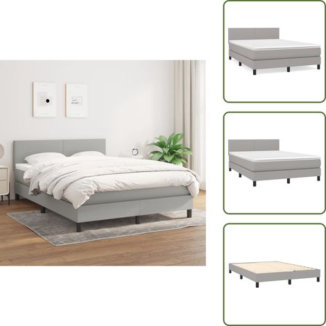 Boxspringbett mit Matratze Hellgrau 140x200 cm Stoff - Boxspringbett - Doppelbett - Bettenrahmen - Schlafsofa - Hellgraues Bett