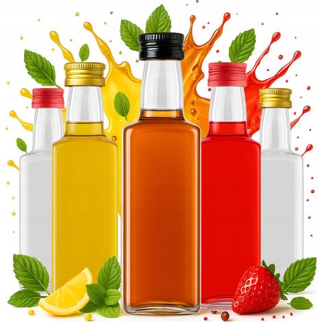 Lot de 5 bouteilles en verre de 250 ml pour whisky, liqueur, teinture ou sirop (cadeau). (1/5)