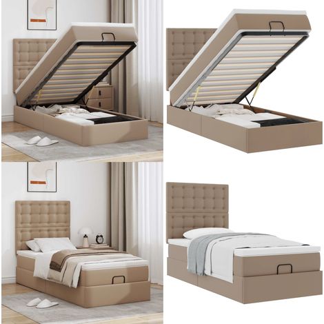 vidaXL Ottoman-Bett mit Matratze Cappuccino-Braun 100x200cm Kunstleder (1/5)