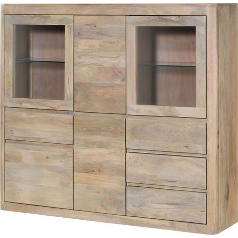 Highboard Mango weiß lackiert 166x40x145 cm montiert TORONTO 304