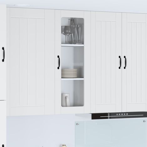 Armoire murale de cuisine blanche en bois d’ingénierie, 2 étagères, 1 porte, 40 x 31 x 100 cm - PANGIVO (1/5)