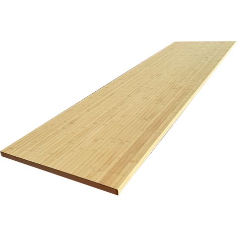 Plan de travail en bois massif bambou naturel – L.250 x P.65 cm – Épaisseur 26 mm – Lamellé collé pour cuisine et bureau (1/5)