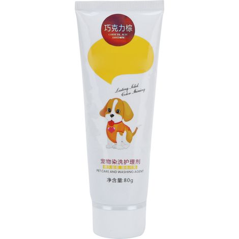 Qcwwy Gel de Teinture pour Poils d'animaux de Compagnie, Coloration Semi-permanente pour Animaux de Compagnie, Colorant de Qualité Alimentaire pour Chiens, Chiots(Chocolat Brun) (1/5)
