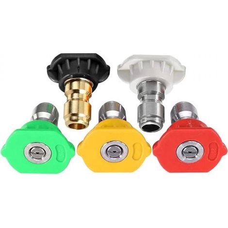Jet Nozzle - 304 Stainless Steel - 1/4 Inch Quick Connect - 0° 15° 25° 40° Spray Angles - 4500 PSI 2 0 GPM - For High Pressure Washer - Set Of 5 (1/5)