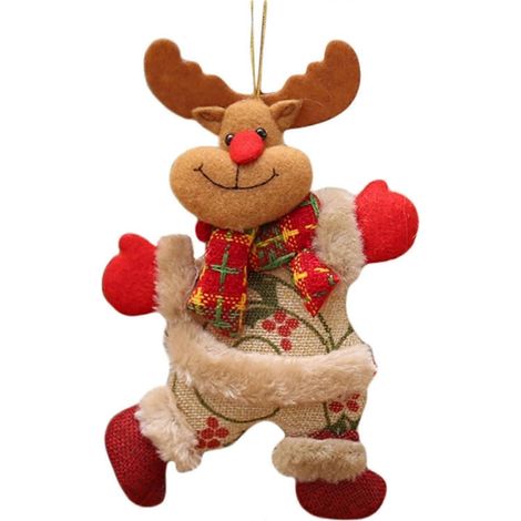 Décorations de Noël en peluche : Père Noël, bonhomme de neige, renne, pendentif de Noël en peluche, élan (1/5)