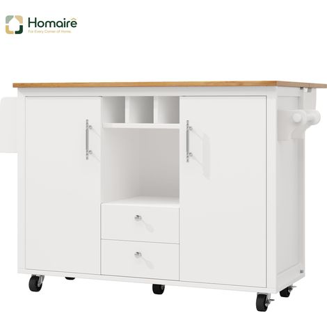 Küchenwagen MDF weiß 137.9 x 73 x 92.5 cm HOMAIRE (1/5)
