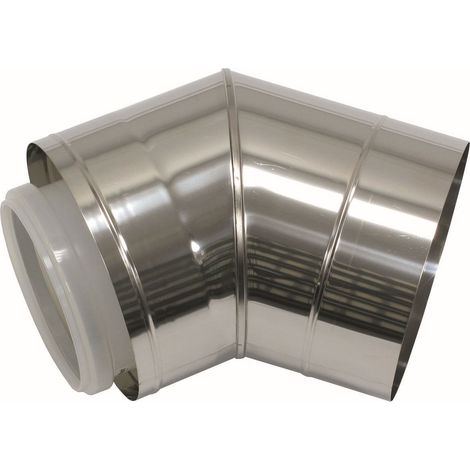 coude à 45 degrés, valeur calorifique pour extension de façade, PP/acier inoxydable, 160/225