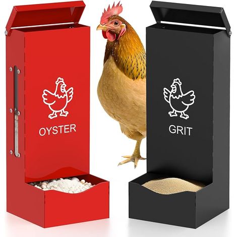 mangeoires automatiques en métal pour poulet, huîtres et grains, mangeoires à volaille avec couvercle, distributeur de nourriture à suspendre au mur (1/5)