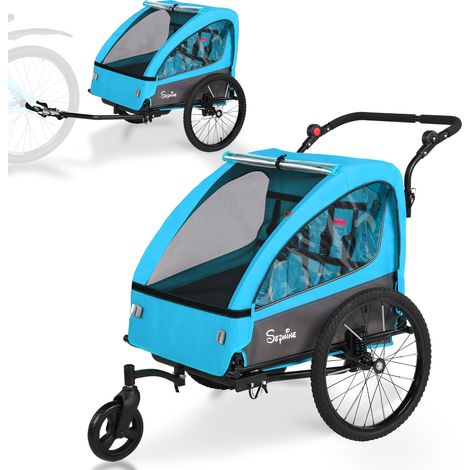 Remorque-poussette pour enfant Sepnine BT920 pour vélo, 1–2 sièges, charge maximale 40 kg, pliable, bleu (1/5)