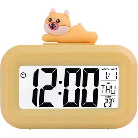 Hochauflösender LCD-Wecker mit Cartoon-LCD-Bildschirm, hintergrundbeleuchtetem Multifunktionsdisplay, energiesparender Digitalwecker fürs Schlafzimmer (1/5)