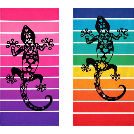 Telo Mare Jacquard Spugna Asciugamano Spiaggia Disegno Gecko, misuraTelo MarecoloreViola D2