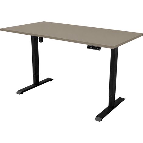 Scrivania regolabile elettricamente - 160x80 cm - Motore singolo - Nero / Taupe (1/5)