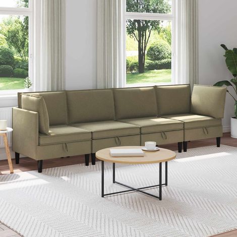 Juego de muebles de salón 4 pcs Caqui Tela