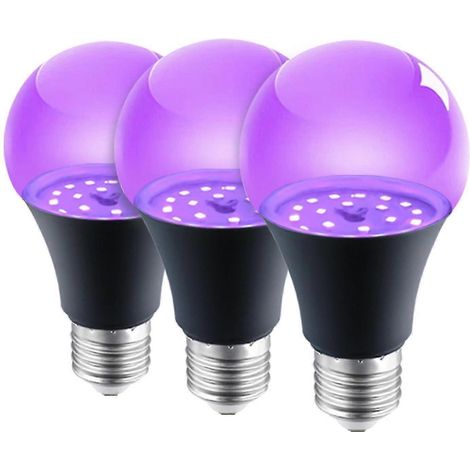 Lot de 3 ampoules noires, 10 W (équivalent 800 W) pour body painting, soirées en club, affiches néon, éclairage d'ambiance - GSL (1/5)